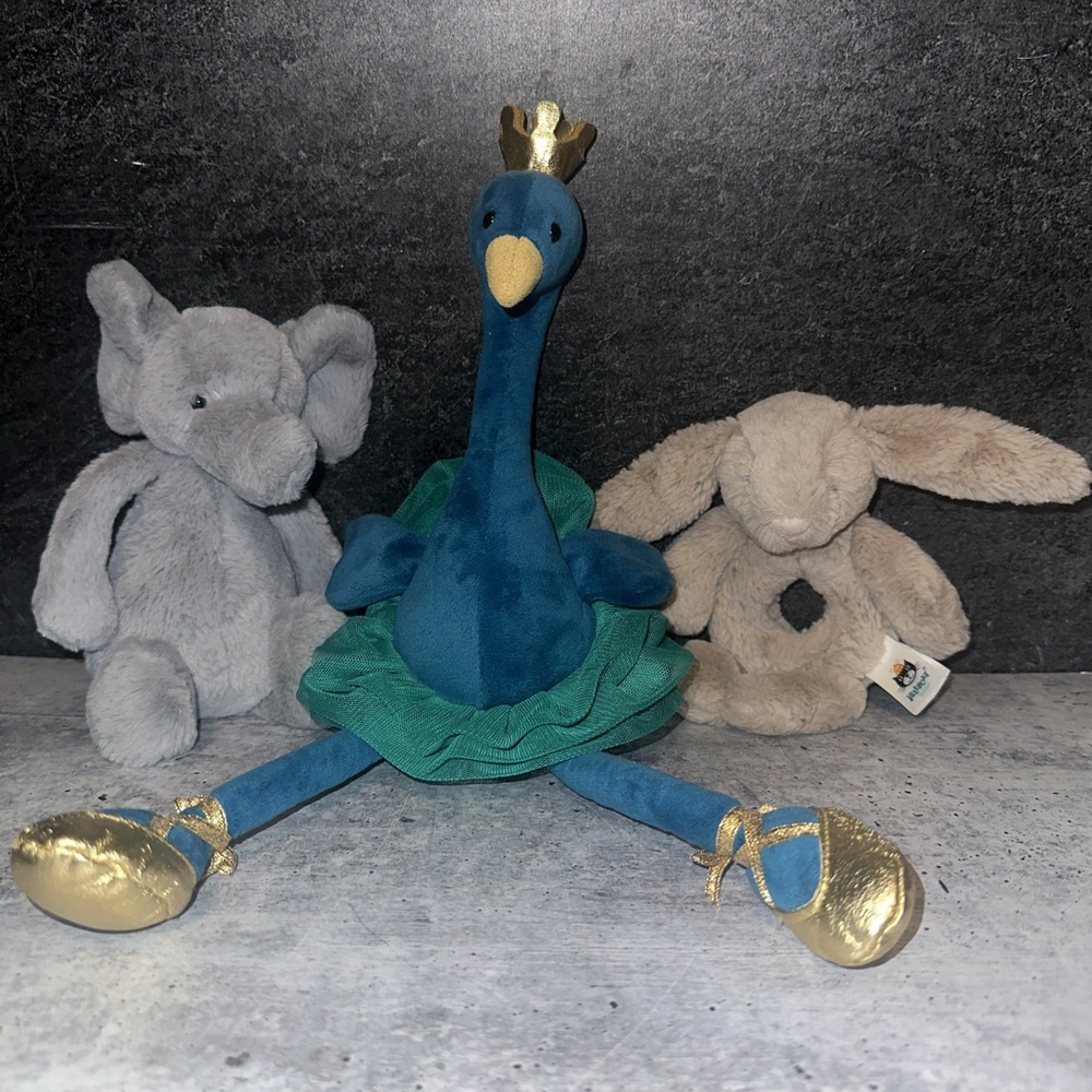 Jellycat Small Bashful Elephant Peacock Newborn Stuffed Animal & Bunny Graber